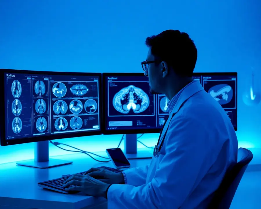 Radiologist reviewing scans